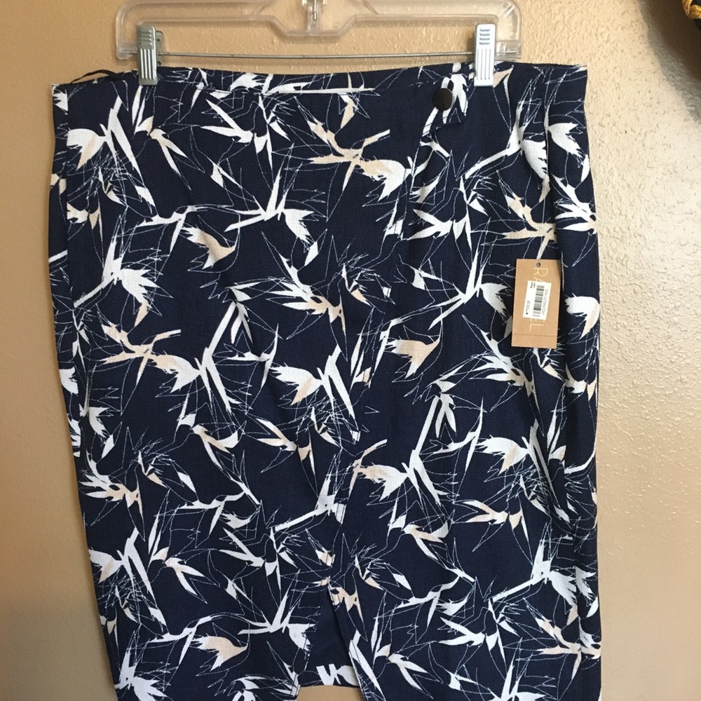 Rachel Roy Polynesian Blue & Wht Wrap Skirt- Sz.14